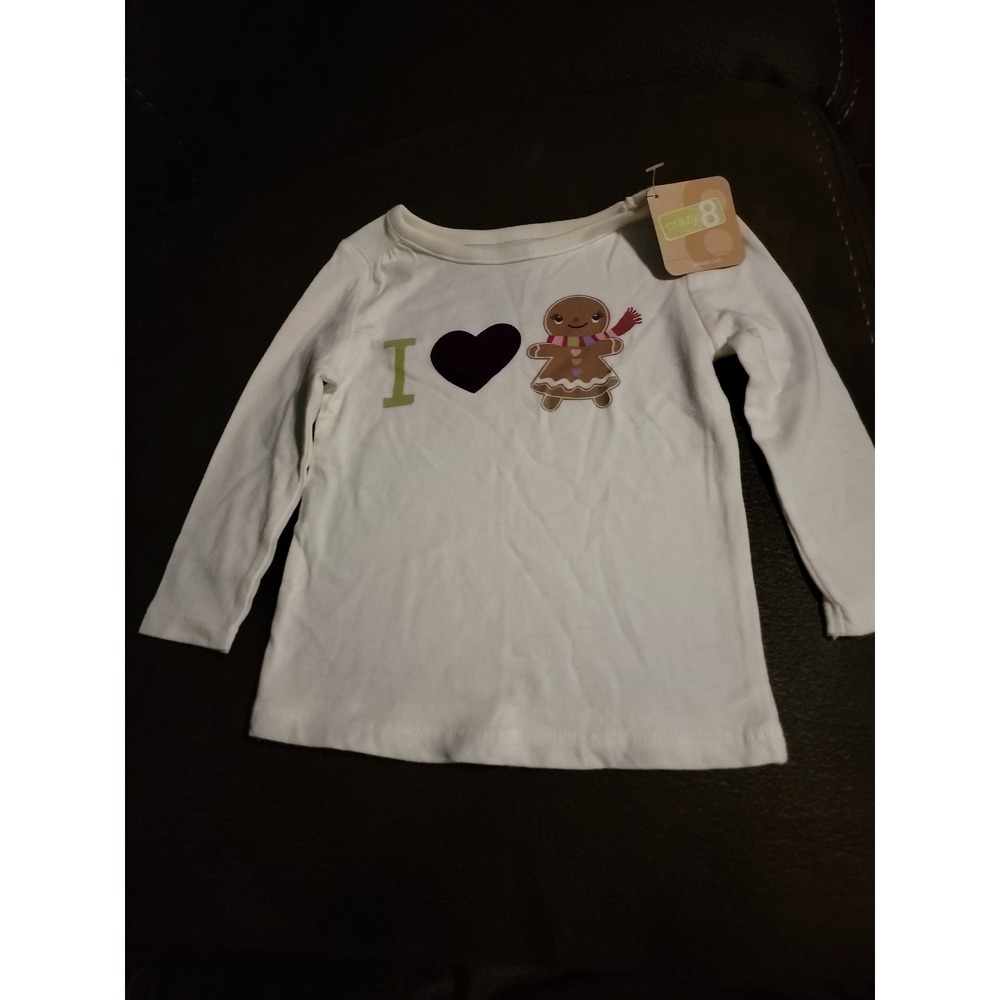 Crazy 8 Christmas holiday I love gingerbread girl shirt size 6‎ 12 months nwt